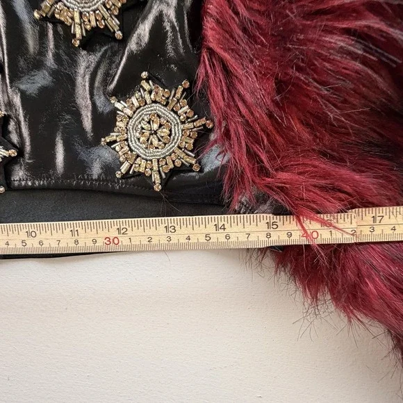 Akira Bolero Wine, Coachella, Boho Glam, Faux Fur, Festival Statement, Size S - Picture 12 of 15